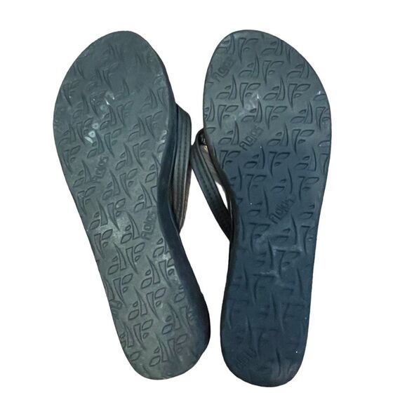 Flojos Wedge Flip Flop Sandals Black Leather Arch Support Slip-On Slide 10 - Picture 6 of 6